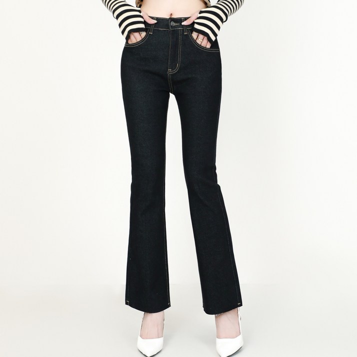 리치블랑 여성 올스판 허리밴딩 슬림 부츠컷 마법 청바지 (2단기장)