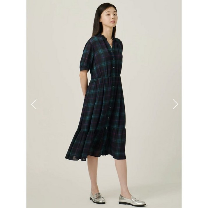 [공식매장] 빈폴레이디스 데일리 타탄체크 폴리 쉬폰 원피스 BF5771C03R 하객룩 모임룩