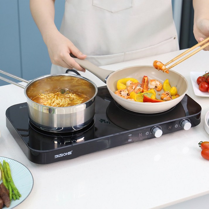 <무료배송>키친아트 인덕션 2구 올 블랙 (그릴 증정) 인덕션매트 2매