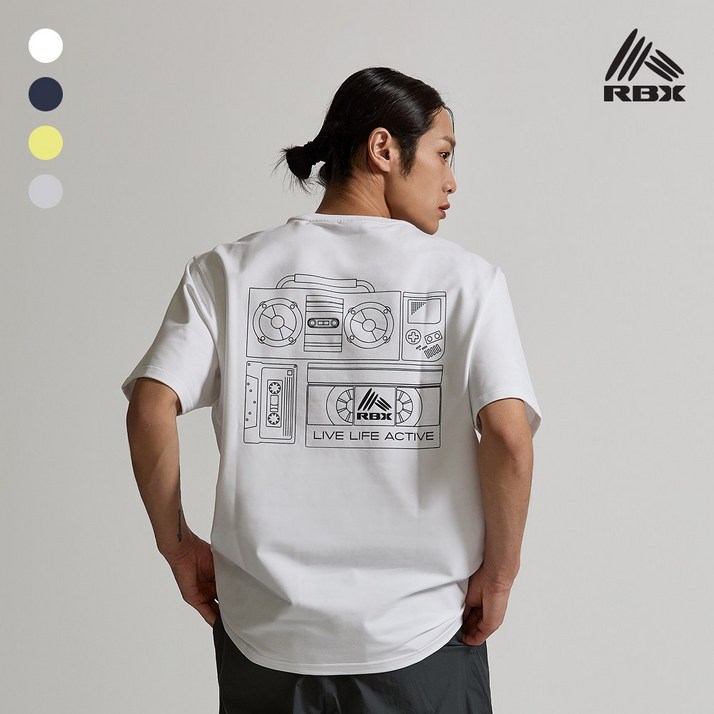RBX 남녀공용 오버핏 그래픽 티셔츠 트레이닝 반팔티