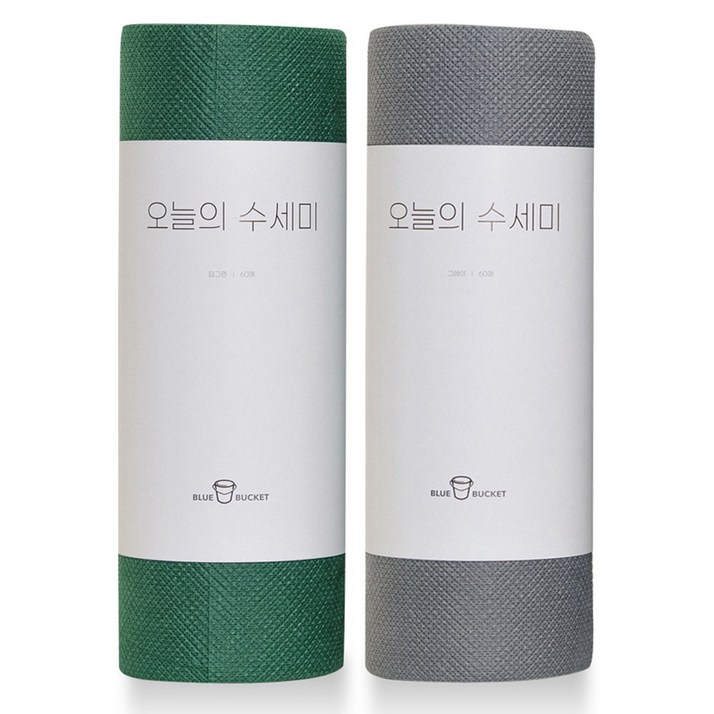 블루버킷 원데이 주방 설거지 1회용 데일리 롤 하루 한장 일회용 수세미, 1세트, 120개입, 그레이+딥그린