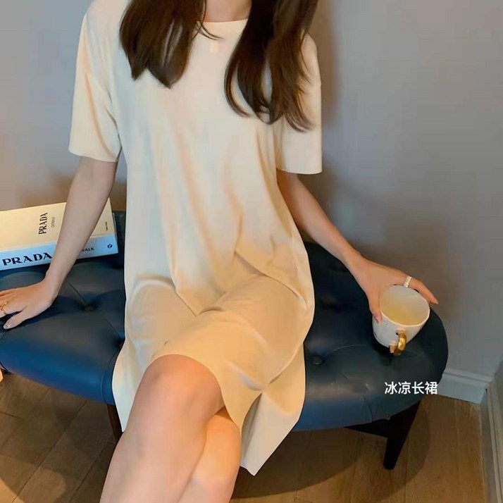 더픽 찰랑냉감 여름 원피스 쿨원피스 시원한원피스 여자 여름 플리츠 찰랑 편한 반팔 원피스 집에서입는옷 오버핏