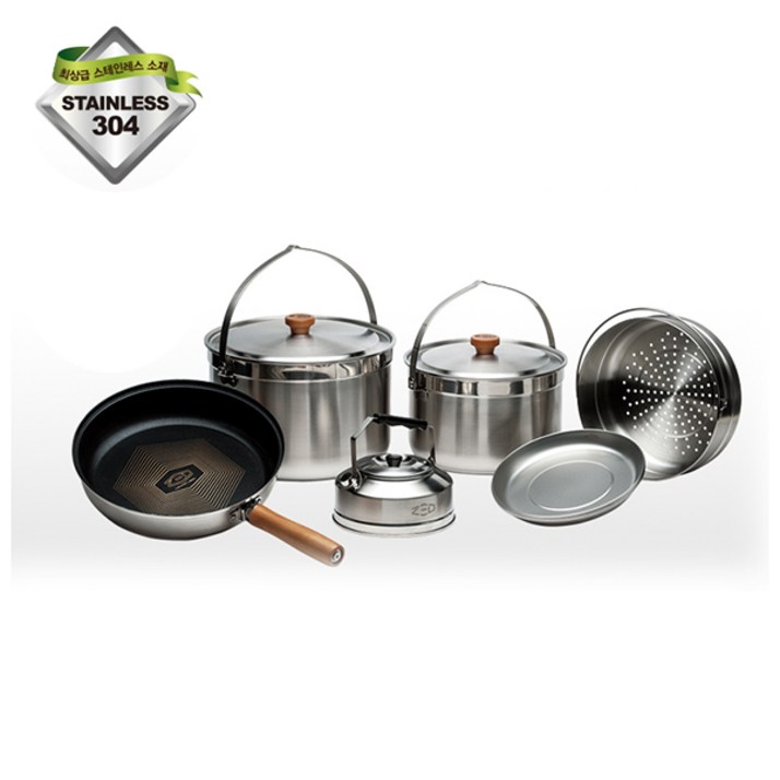 제드 스텐코펠캠쿡2 L 6~7인용 304스텐 3중바닥 코펠 세트, 1개