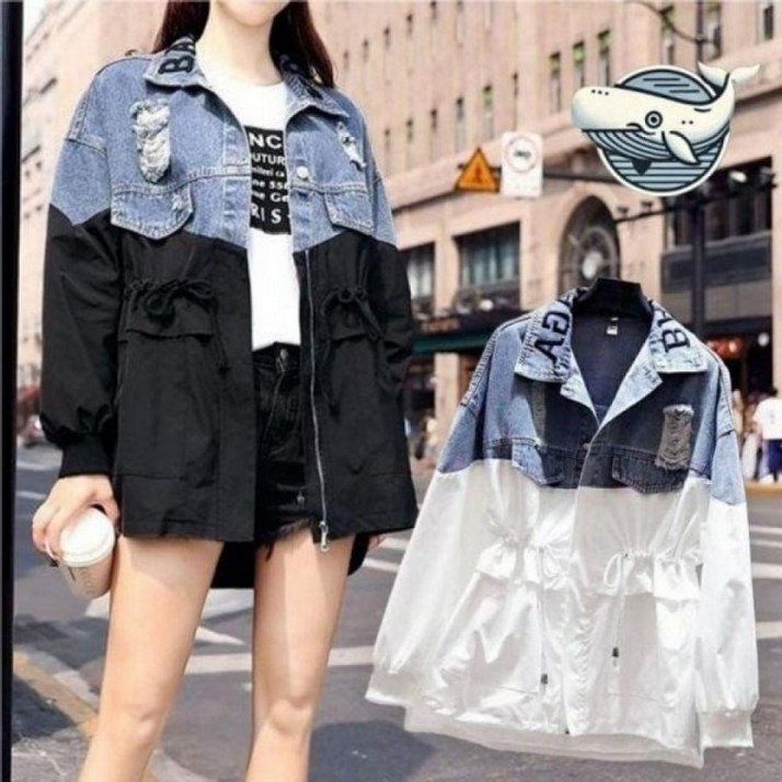 바람막이 자켓 봄 잠바 간절기 점퍼 여자 여름 가을 여성 봄점퍼 데님 스타일 캐주얼 아우터 롱바람막이
