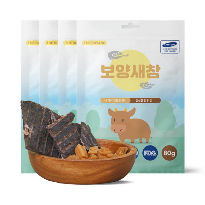 더보양 보양새참 강아지 수제간식, 80g x 4팩, 소 더보양 보양새참 강아지 수제간식, 80g x 4팩, 소