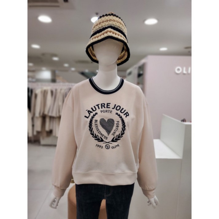 (올리브데올리브)레터링 라운드 맨투맨 티(YW4SE502) 1414526