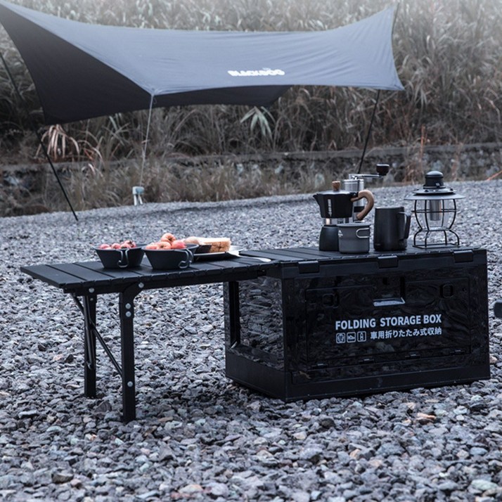 NABI CAMPING 양문형 오픈도어 멀티도어 폴딩박스 테이블+ 우드 상판 세트