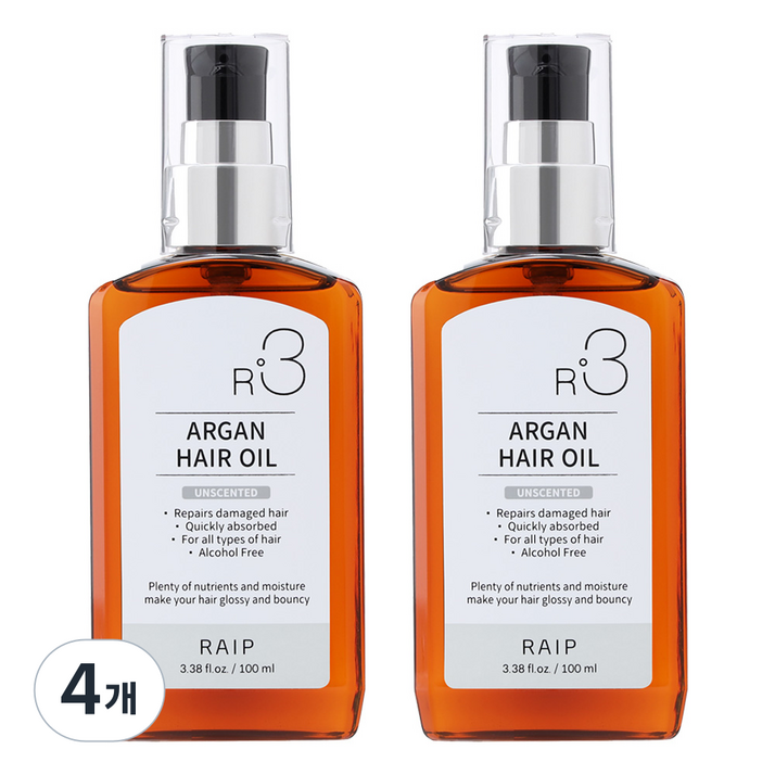 라입 R3 아르간오일 헤어에센스 무향, 100ml, 4개