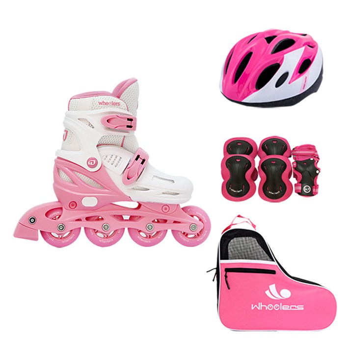 휠러스 아동용 에이스2 인라인스케이트  가방  보호대  헬멧 콤보 세트