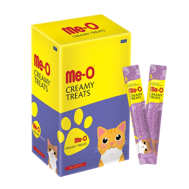 MeO 크리미 고양이 간식 96p, 참치 + 가리비 혼합맛, 15g, 96개