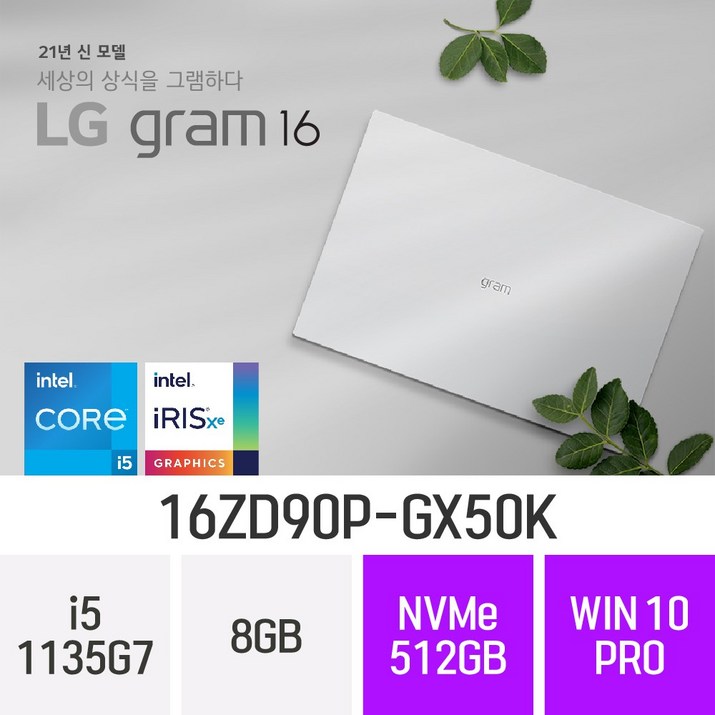 LG전자 2021년 그램 16 16ZD90P-GX50K [CPU i5-12세대 / RAM 16GB 무상 업그레이드]