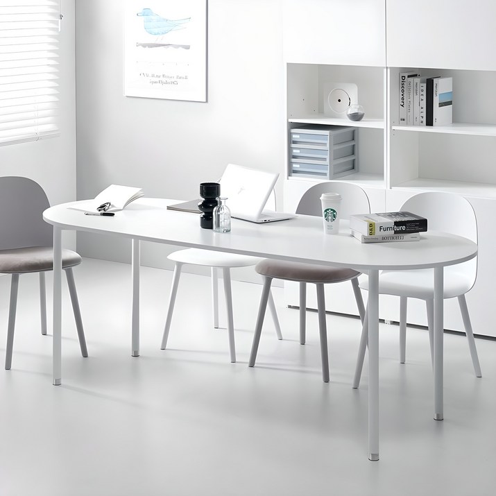 방문설치 필웰 HYOM 원형 책상 1600 1800 2000 폭 800 넓은책상 공부방테이블 회의실 테이블 DVX