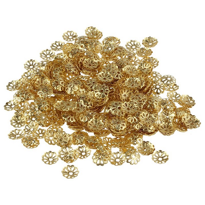 보석 만들기를위한 500PCS 6mm 골드 톤 꽃 비드 캡