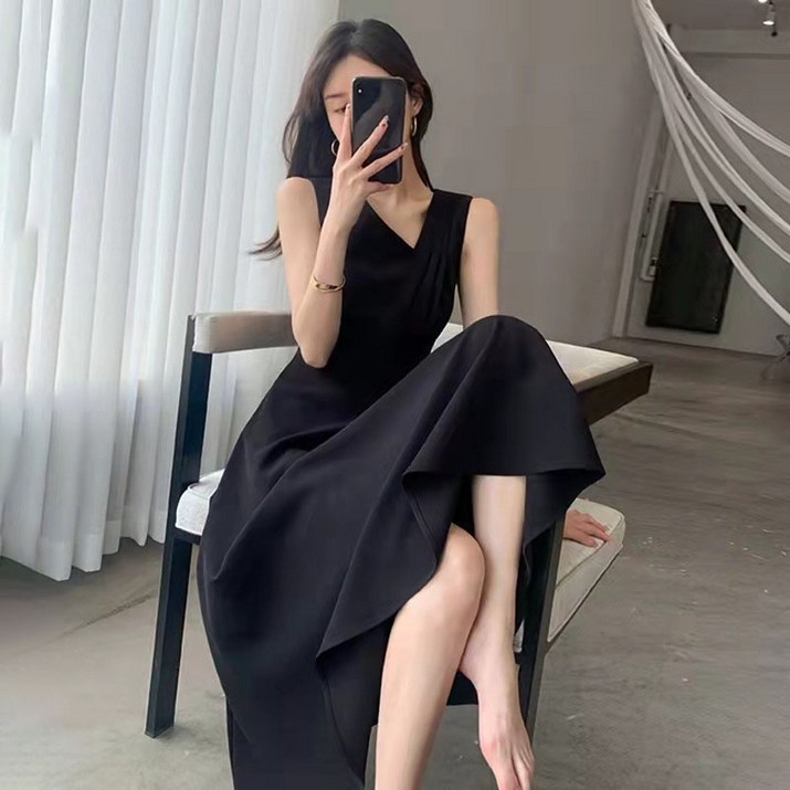 Seofst 원피스 원피스피규어 여아원피스 지고트원피스 여름 프렌치 민소매 비치 원피스 ZZT-FZ004