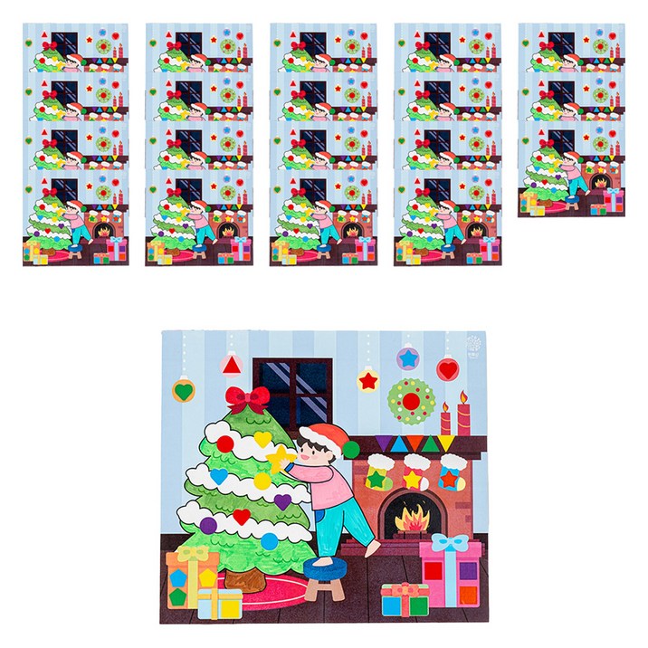 민화샵 크리스마스 종이 도형 스티커 꾸미기 S240058B