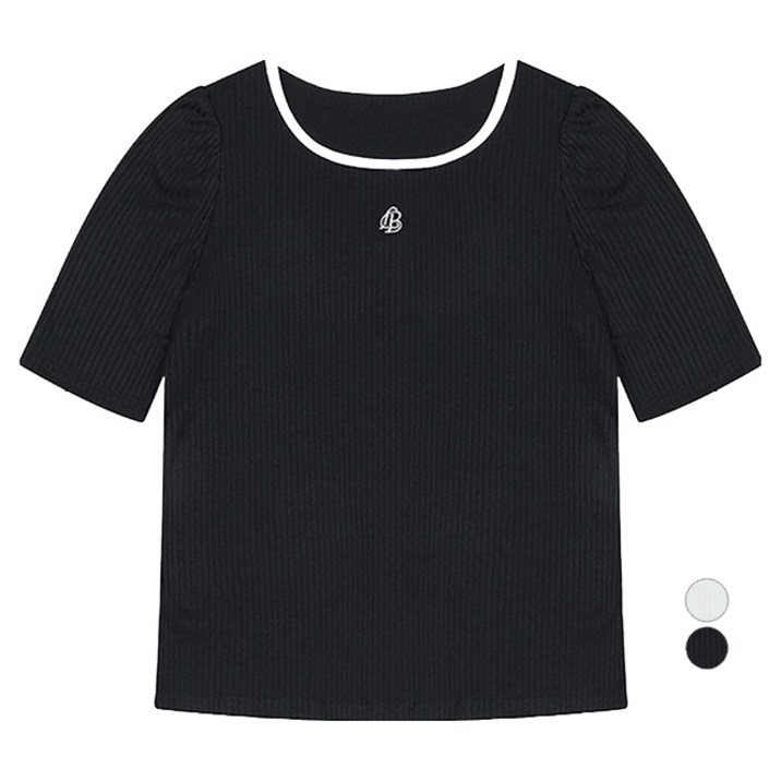 베스띠벨리 여성용 넥라인 배색 반팔 티셔츠 BKIBC2840