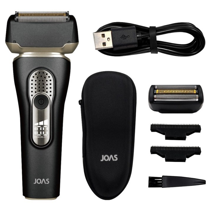 조아스 티타늄코팅 3중날 방수 전기면도기, JS-7100, 블랙, 골드