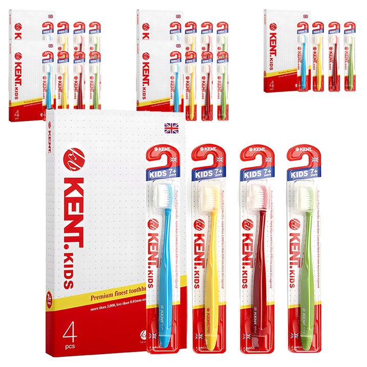 켄트 어린이용 칫솔 세트, 혼합색상, 4개입, 6세트