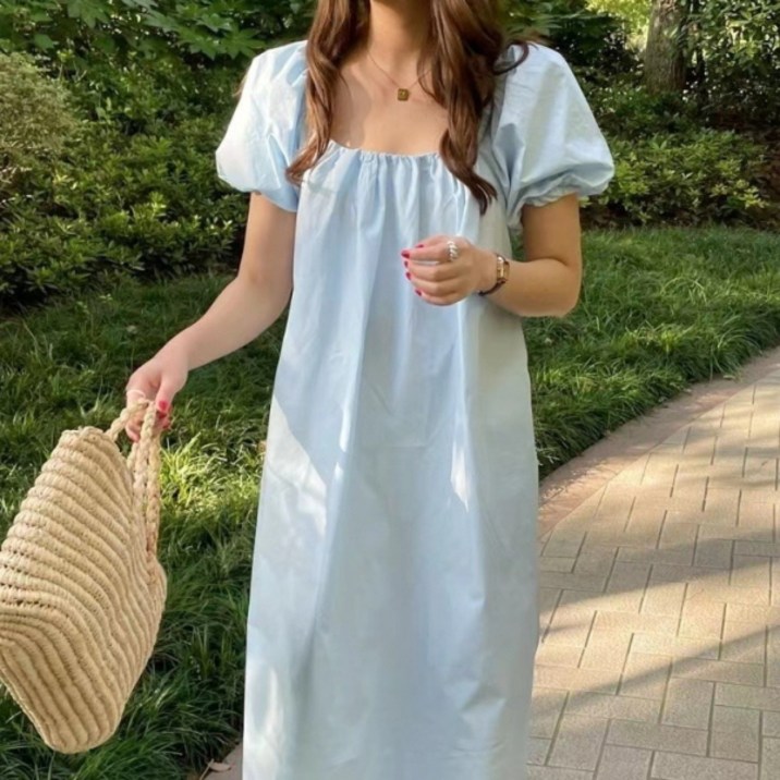 피어니스트 퍼프소매 오프숄더 롱 원피스 빅사이즈 포함