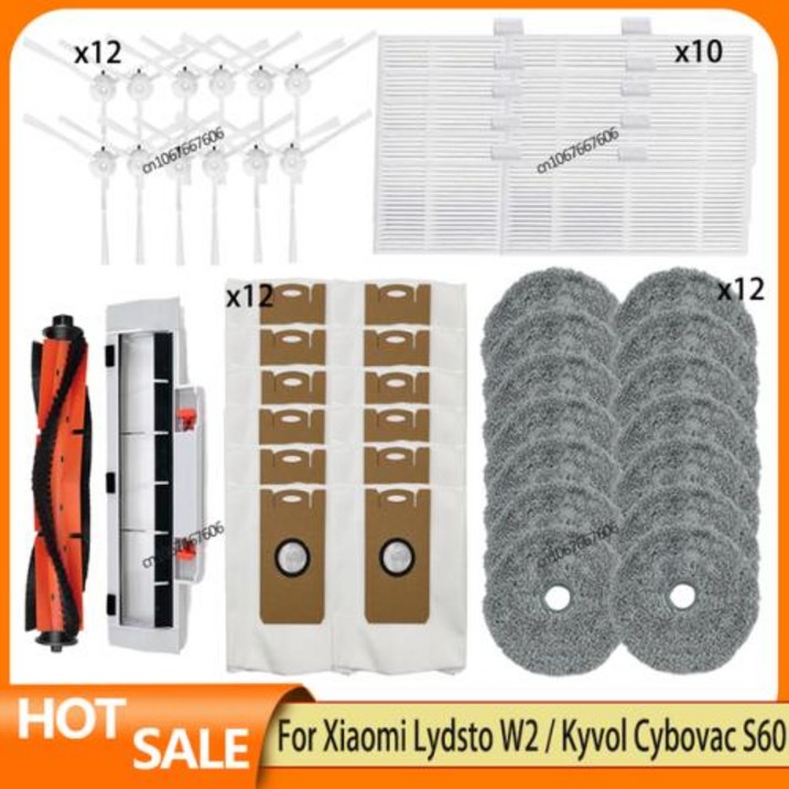 Lydsto W2 호환 Kyvol Cybovac S60 AICLE INS200 inic iX10 TAMA 올인원 맥스 예비 부품 브러시 필터 걸레 먼지 봉투