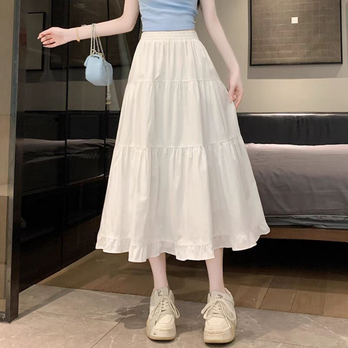 라나즈초이스 여성용 삼단 롱 스커트 흰치마