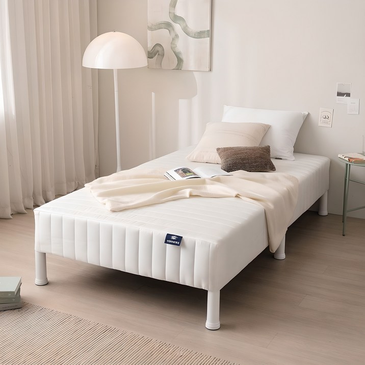 상일리베가구 루카 1인용 원룸 미니 침대 매트리스 일체형 침대 S, 화이트