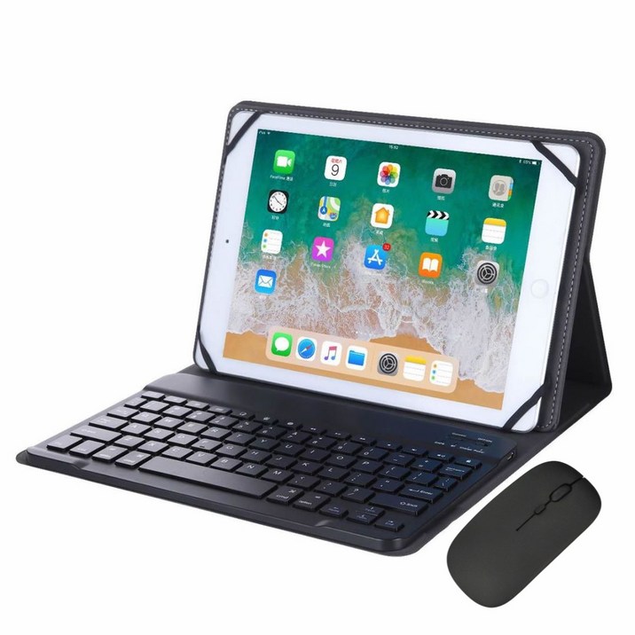 핀흔 태블릿 케이스 무선 블루투스 키보드+마우스 9-10인치 적용, 블랙(9-10인치 적용)