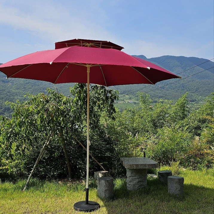 Ocean Whale 대형 베이직 팔각 파라솔 야외 파라솔, 3M 와이드 와인