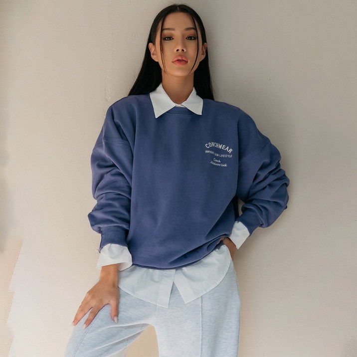 콘치웨어 올데이 컴피 맨투맨 소프트 쭈리 여성 티셔츠