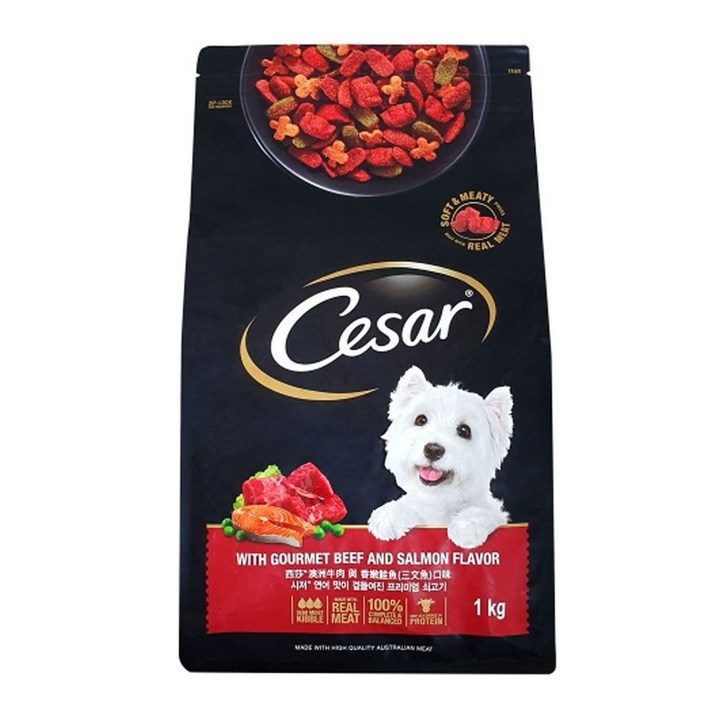 시저 애견용 어덜트 사료1kg3종 선택, 소, 1kg, 1개