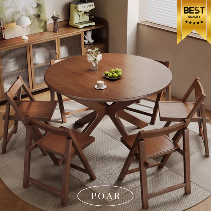 포아르 원목 접이식 식탁 원형 4인용 공간활용 2인용 테이블 4인식탁 확장형 나무 1인용 1200 1000 1인 식탁세트 원룸 2인, 2인용, 오닉스블랙A