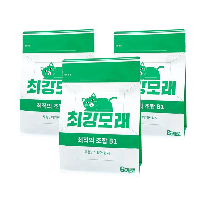 [2+1] 최강모래 최적의 조합 B1 6kgx3, 고양이모래 와이오밍 벤토나이트모래, 3개, 6L, 무향