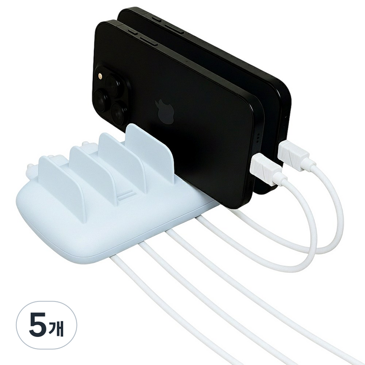 팝폰 104W 5포트(C핀/C핀/8핀/8핀/5핀) PD PPS 업소용 초고속 멀티충전기 TC70, 파스텔블루, 5개