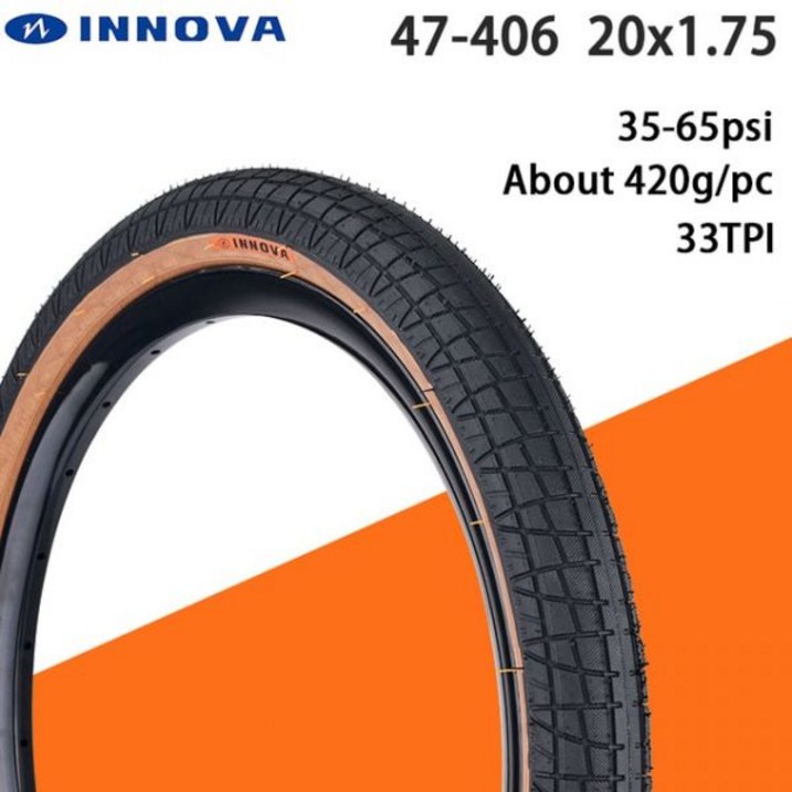 자전거 타니어 INNOVA 20 인치 타이어 20x2.0 20x1.75 50-406 레트로 브라운 가장자리 접는 큰 Apple P8 부품 IA-2128