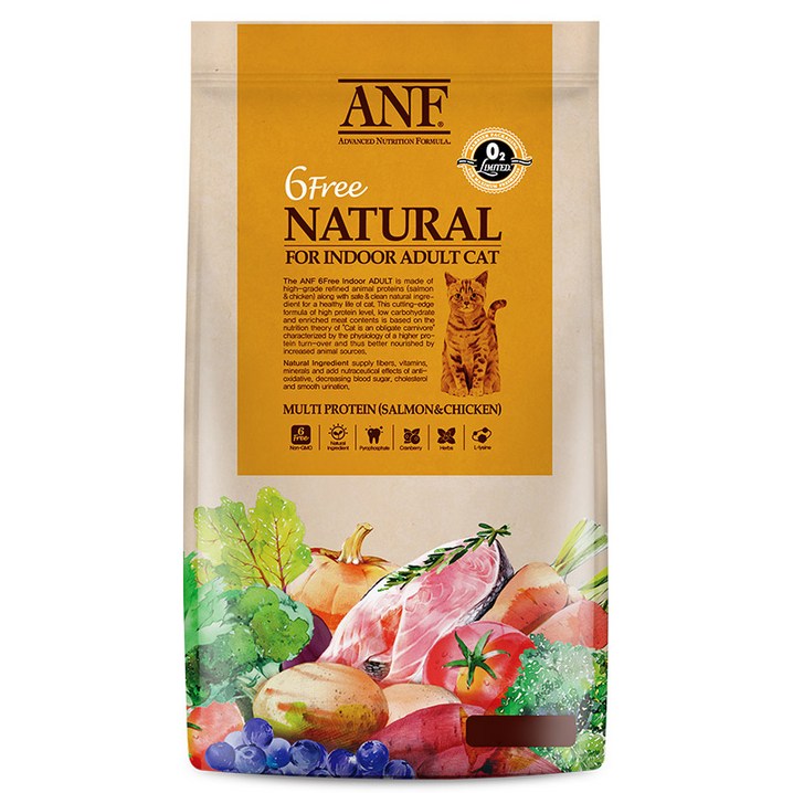 ANF 식스 프리 인도어 어덜트 고양이 사료, 1개, 2kg, 생선
