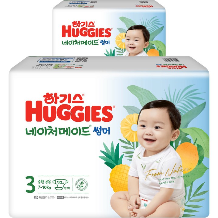 출산/유아동 2023 하기스 네이처메이드썸머 중형 3단계 밴드형 남여공용(7~10kg), 140매