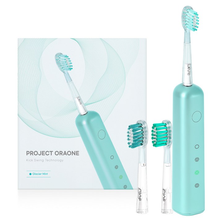 라이브오랄스 프로젝트 오라원 음파 방수 무선 전동칫솔  칫솔모 3p 세트, 글래시어 민트전동칫솔, 1세트, PORAONE25