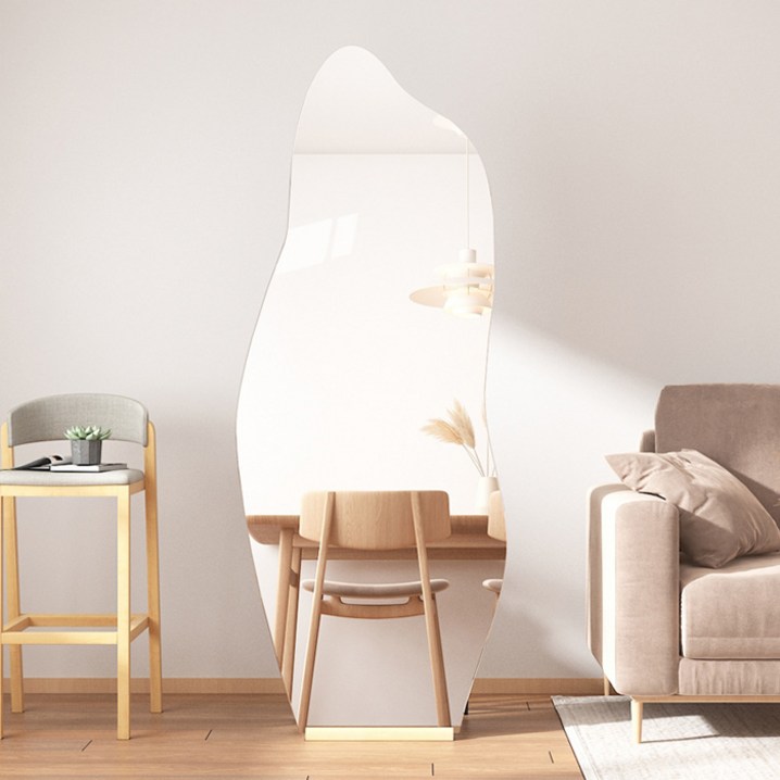 인뮤즈 비정형 웨이브 전신거울  우드받침대 세트