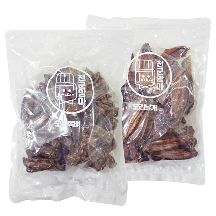 천군맘마 강아지 대용량 수제간식 오리목뼈 500g 오리날개 500g