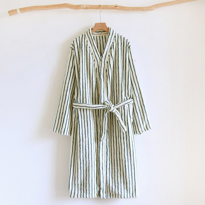 더자카 모던 스트라이프 플란넬 목욕가운 L