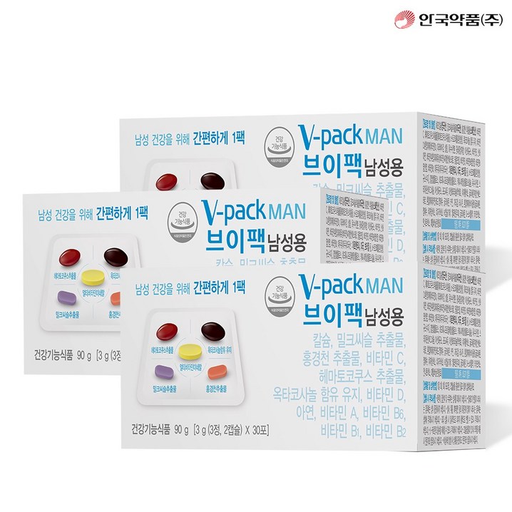 안국약품 브이팩 VPACK 하루한포데일리 남성용 90포 3개월분, 90g, 3개
