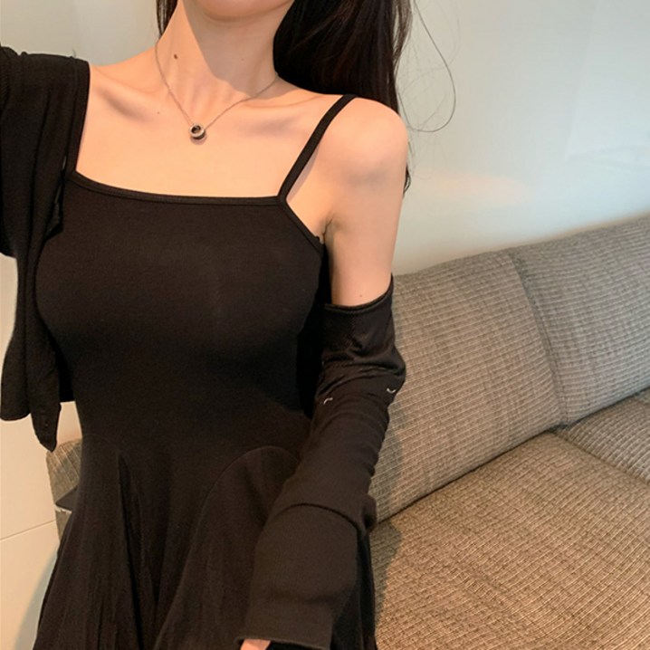 레티고 끈나시 원피스 볼레로 투피스 세트