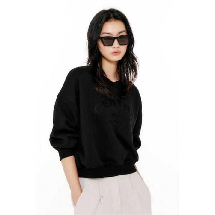 보브 VOV 자수 로고 브이넥 맨투맨 블랙 71F3340202