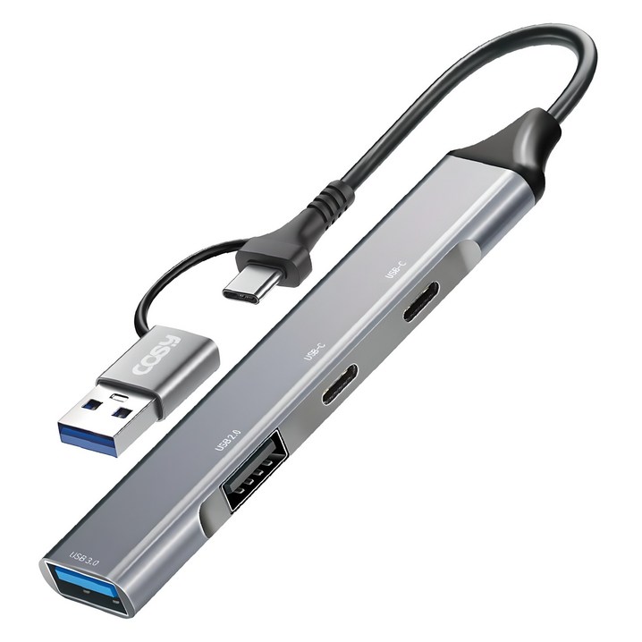 코시 4포트 듀얼 커넥터 슬림 메탈 USB 3.0 멀티허브 UH4126CAYJ2407