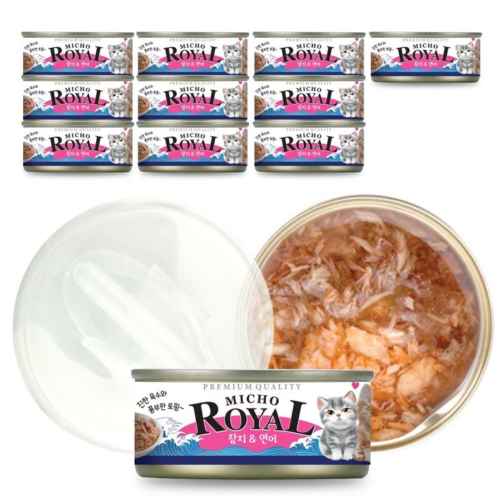 프리미엄 로얄 미쵸 캔 5종 170g x 24개입 고양이 간식 통조림, 24개, 170g, 미쵸 연어