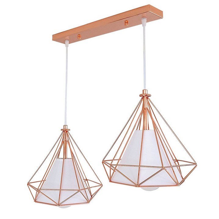 라인조명 로즈다이아2등 펜던트 LED 12w 볼램프 2개 이벤트증정 3가지색상 블랙 로즈골드 골드 다이아2등 다이아식탁등 다이아팬던트 led식탁2등 led식탁조명등2등 다이아, 로즈골드전구색 노란빛램프2개이벤트참여시