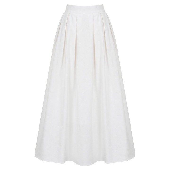 에이비에프지 여성용 썸머 핀턱 뒷밴딩 플레어 롱 스커트 AFZ2MS35