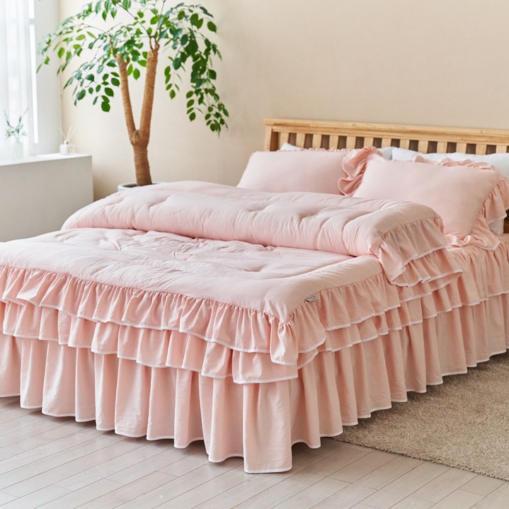 류금숙 라인 프릴 차렵침구 숏롱 풀세트