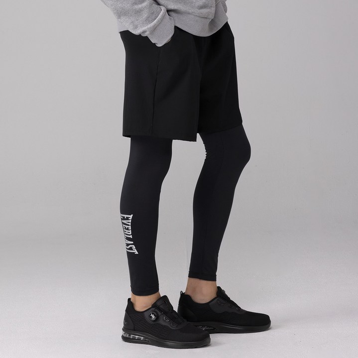 에버라스트 남자 기모 반바지 레깅스 일체형 빅로고