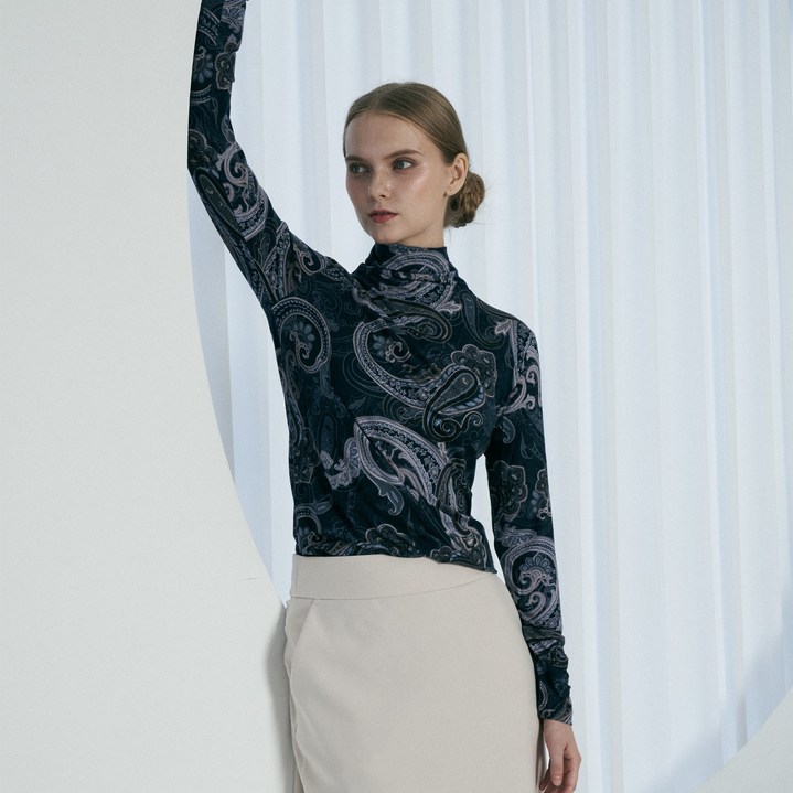 3 colors  Lipbbam 립밤 빌라모달 실키소프트 터틀넥 티블라우스 LTW001 선택1종